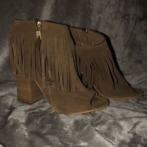 Carlos Santana Leather Fringe Heels